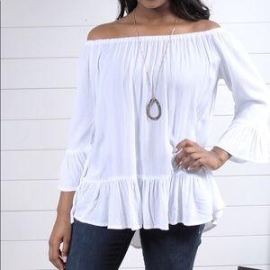 Beach Lunch Lounge White Off shoulder top